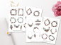 Preview: Florale Rahmen Dunkel Sticker Set